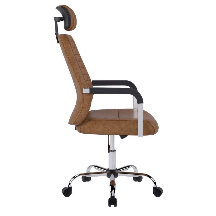 Ergonomic Brown Faux Leather High Back Swivel Office Chair - Emmanuel