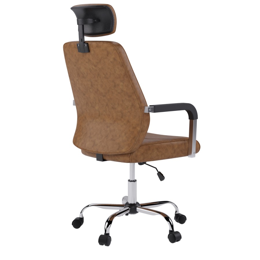 Ergonomic Brown Faux Leather High Back Swivel Office Chair - Emmanuel
