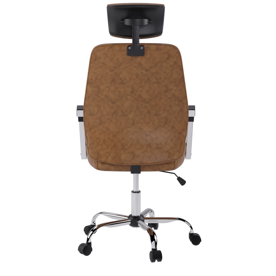 Ergonomic Brown Faux Leather High Back Swivel Office Chair - Emmanuel