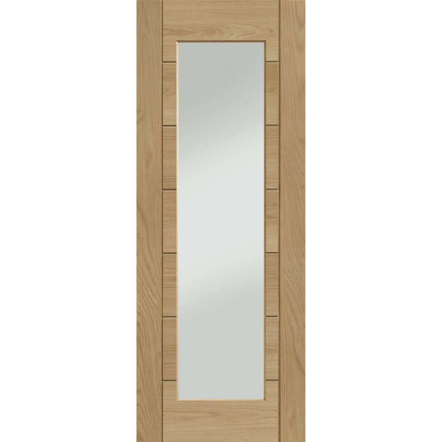 Internal Oak Fully-Glazed Door with Clear Glass - Pre-Finished - 2032 x 813 x 35mm - Palermo Essential - XL Joinery
