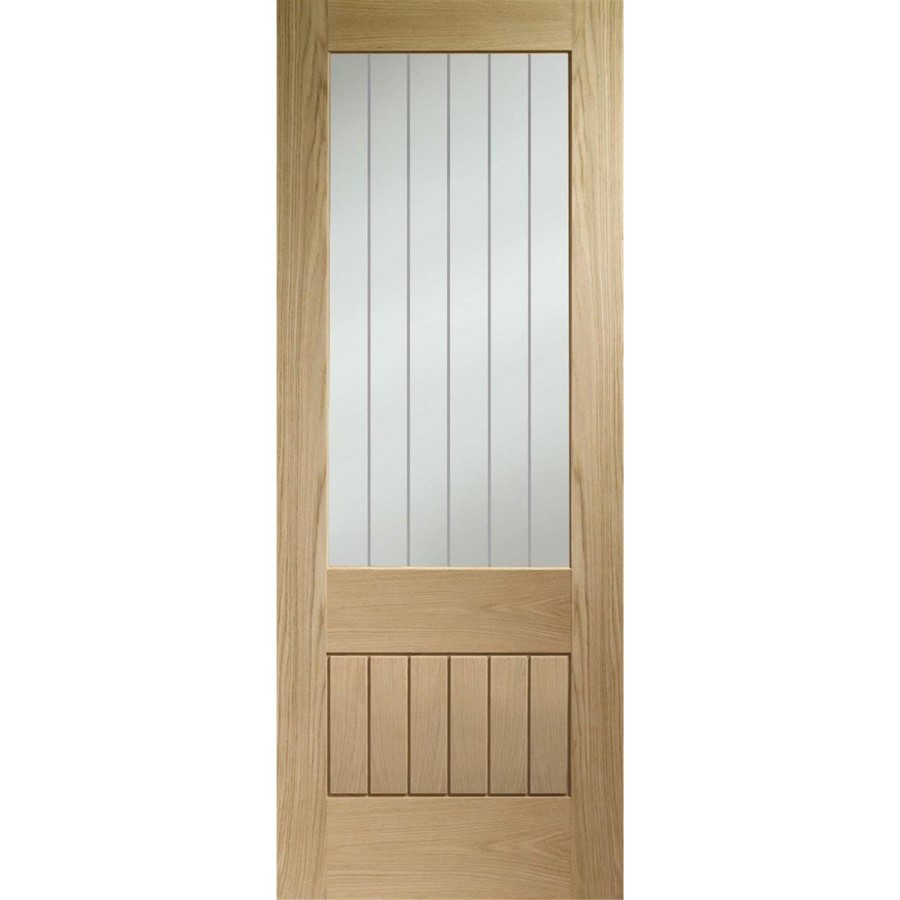 Internal Oak Half-Glazed Cottage Door with Clear Etched Glass - Pre-Finished - 1981 x 686 x 35mm - Suffolk Essential - XL Joinery