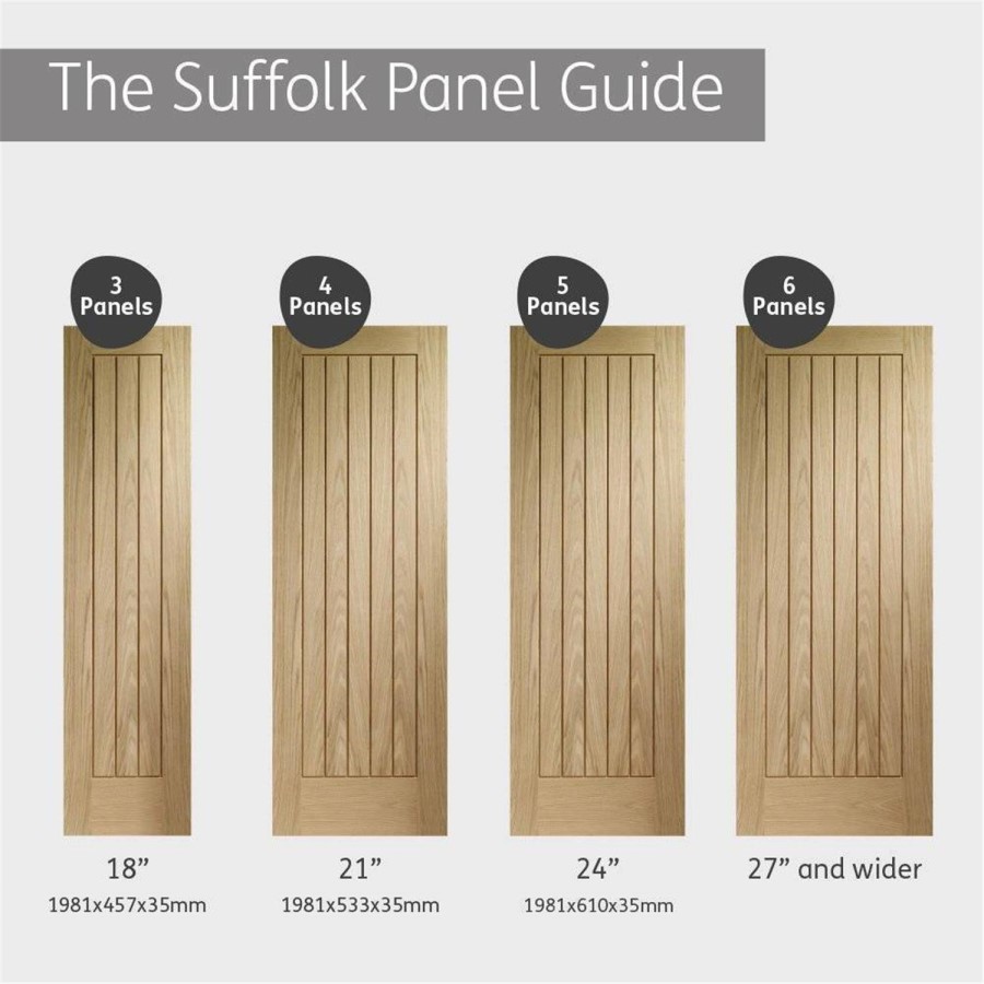 Internal Oak Cottage Door - Pre-Finished - 1981 x 686 x 35mm - Suffolk Essential - XL Joinery