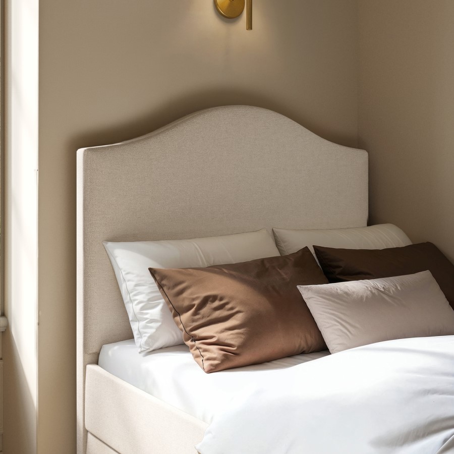 Cream Upholstered Single Guest Bed with Trundle and 1 Mattress - Elsie