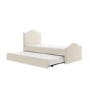 Cream Upholstered Single Guest Bed with Trundle and 1 Mattress - Elsie