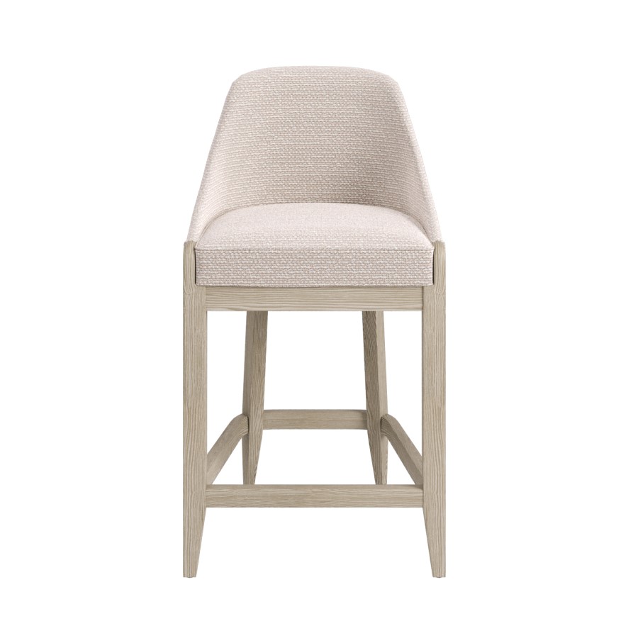 ALMOST PERFECT - Beige Textured Upholstered Kitchen Stool With Back - Etta