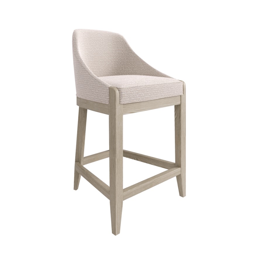 ALMOST PERFECT - Beige Textured Upholstered Kitchen Stool With Back - Etta