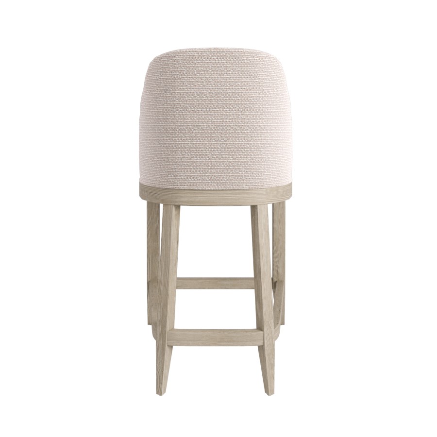 ALMOST PERFECT - Beige Textured Upholstered Kitchen Stool With Back - Etta