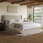 Beige Velvet Super King Ottoman Bed with Cushioned Headboard - Frida