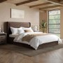 Chocolate Brown Velvet King Size Ottoman Bed with Cushioned Headboard - Frida