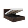 Chocolate Brown Velvet King Size Ottoman Bed with Cushioned Headboard - Frida