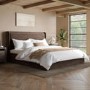 Chocolate Brown Velvet Super King Ottoman Bed with Cushioned Headboard - Frida
