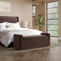 FER001 Chocolate Brown Velvet Ottoman Storage Blanket Box with Dark Wood Plinth - Fern