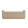 Beige Upholstered Ottoman Storage Blanket Box with Oak Wood Plinth - Fern