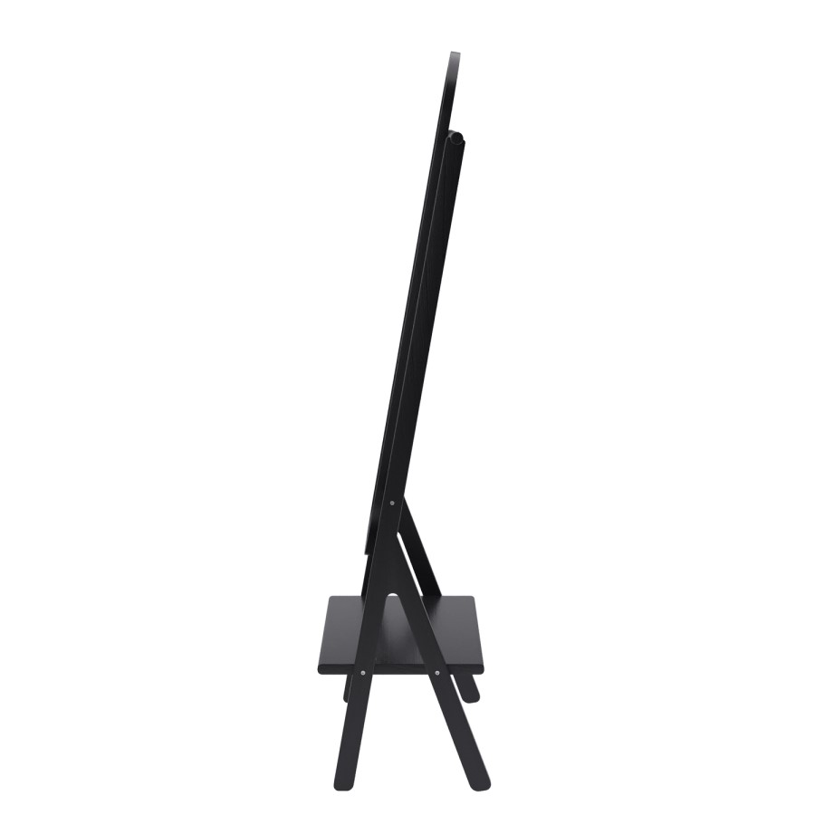 Black Freestanding Full-Length Hall Mirror with Hanging Rail and Shelf - Figo 
