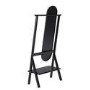 Black Freestanding Full-Length Hall Mirror with Hanging Rail and Shelf - Figo 
