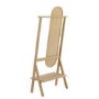 Light Wood Freestanding Full-Length Hall Mirror with Hanging Rail and Shelf - Figo 