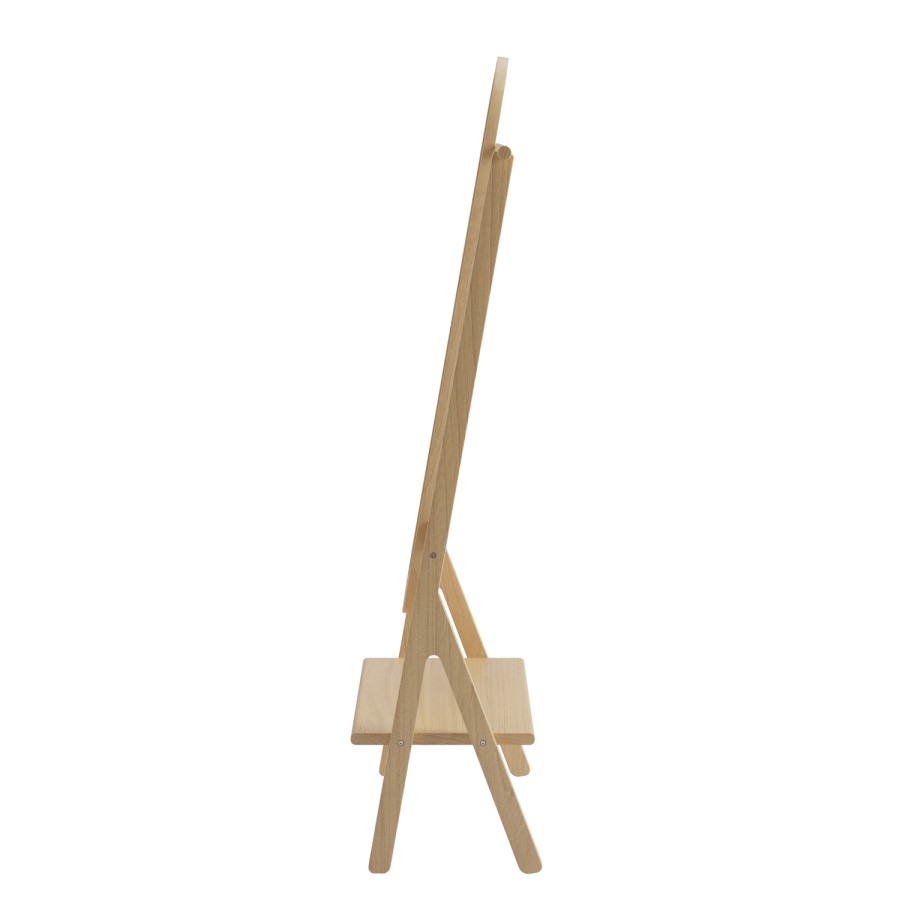 Light Wood Freestanding Full-Length Hall Mirror with Hanging Rail and Shelf - Figo 