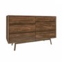 Wide Walnut Mid-Century 6 Drawer Chest of Drawers with Legs - Frances