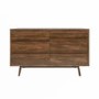 Wide Walnut Mid-Century 6 Drawer Chest of Drawers with Legs - Frances