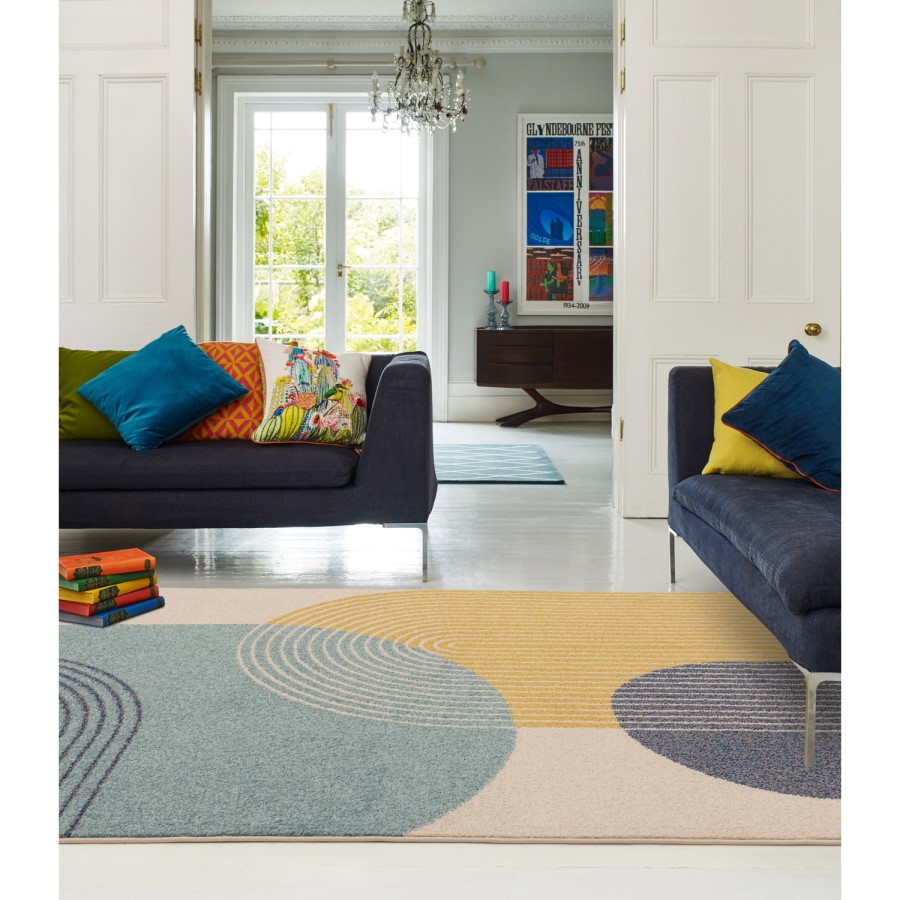 Retro Geometric Multicoloured Rug - 170 x 120 cm - Muse
