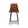 IMPERFECT - Set Of 2 Real Leather Tan Kitchen Stools with Quilted Back - Jaxson
