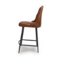 IMPERFECT - Set Of 2 Real Leather Tan Kitchen Stools with Quilted Back - Jaxson