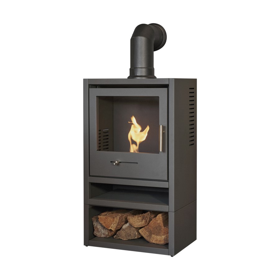 Bioethanol Wood Burning-Style Flueless Stove with Log Store - OKO S1