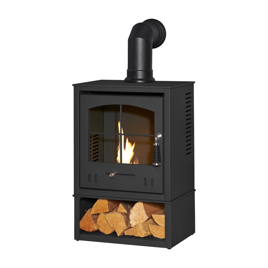 Bioethanol Wood Burning-Style Flueless Stove with Log Store - OKO S2
