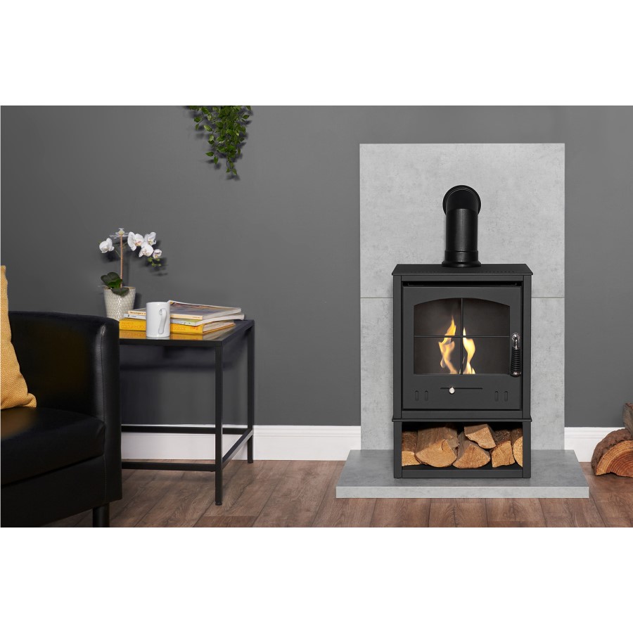 Bioethanol Wood Burning-Style Flueless Stove with Log Store - OKO S2