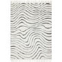 Abstract Cream & Black Rug with Fringed Edging - 230 x 160 cm - Ripple - Ariana