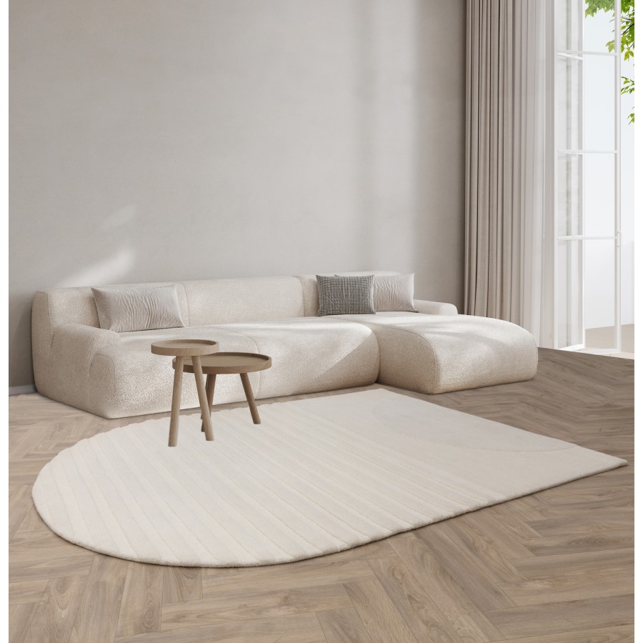 Curved Cream Rug - 230 x 160 cm - Dome - Olsen