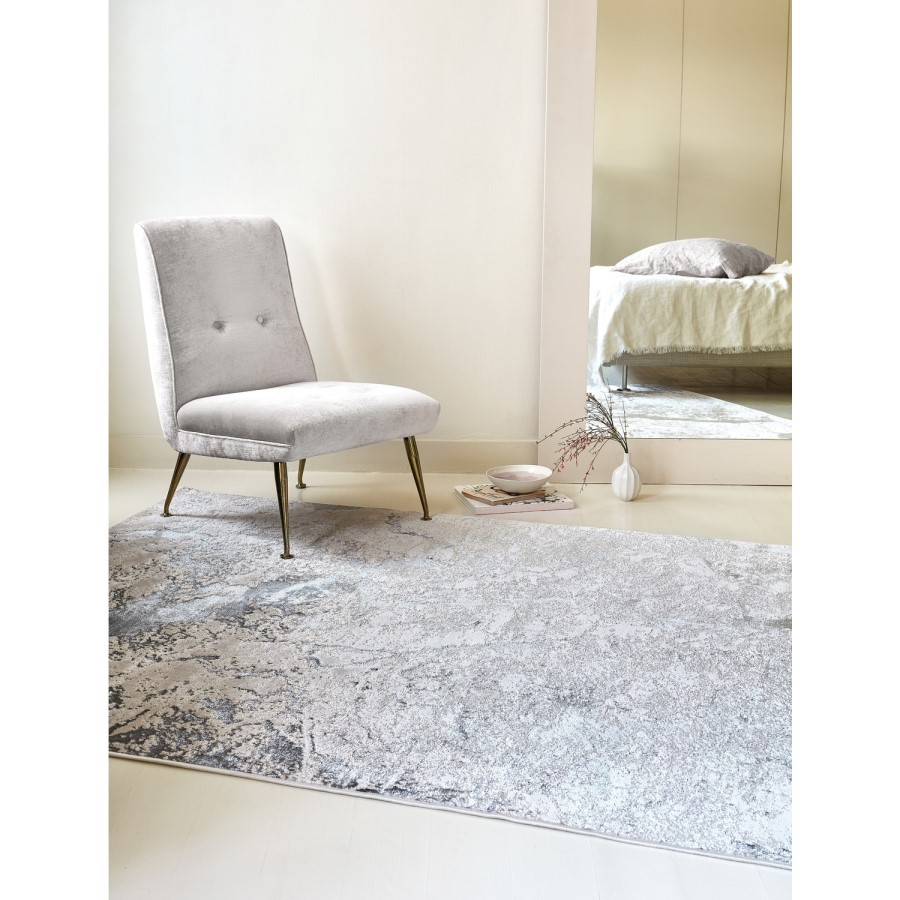 Large Silver Rug with Marble Effect - 340 x 240 cm - Aurora