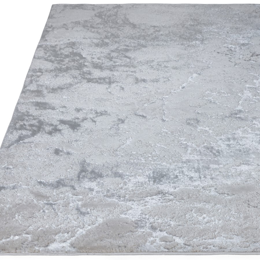 Large Silver Rug with Marble Effect - 340 x 240 cm - Aurora