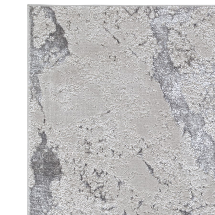 Large Silver Rug with Marble Effect - 340 x 240 cm - Aurora