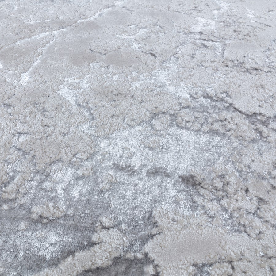 Large Silver Rug with Marble Effect - 340 x 240 cm - Aurora