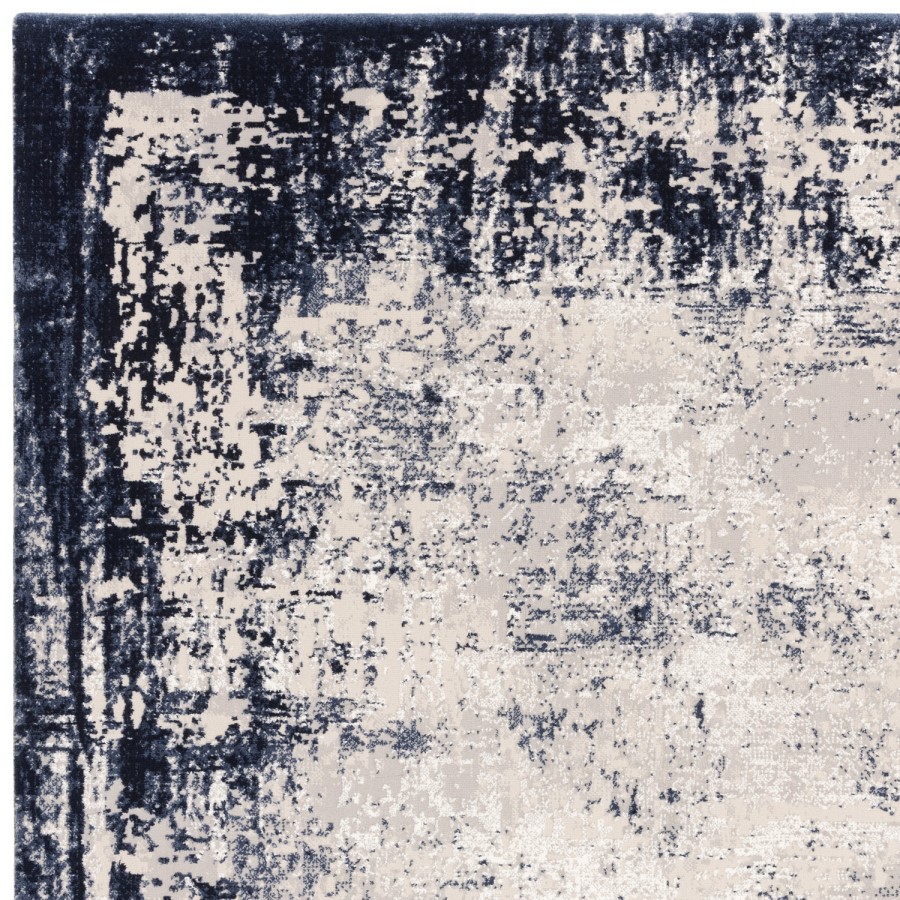 Large Distressed Navy Rug - 290 x 200 cm - Border - Kuza