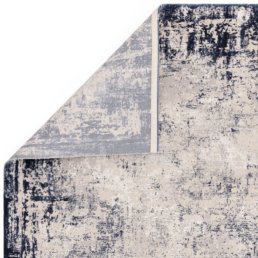 Large Distressed Navy Rug - 290 x 200 cm - Border - Kuza