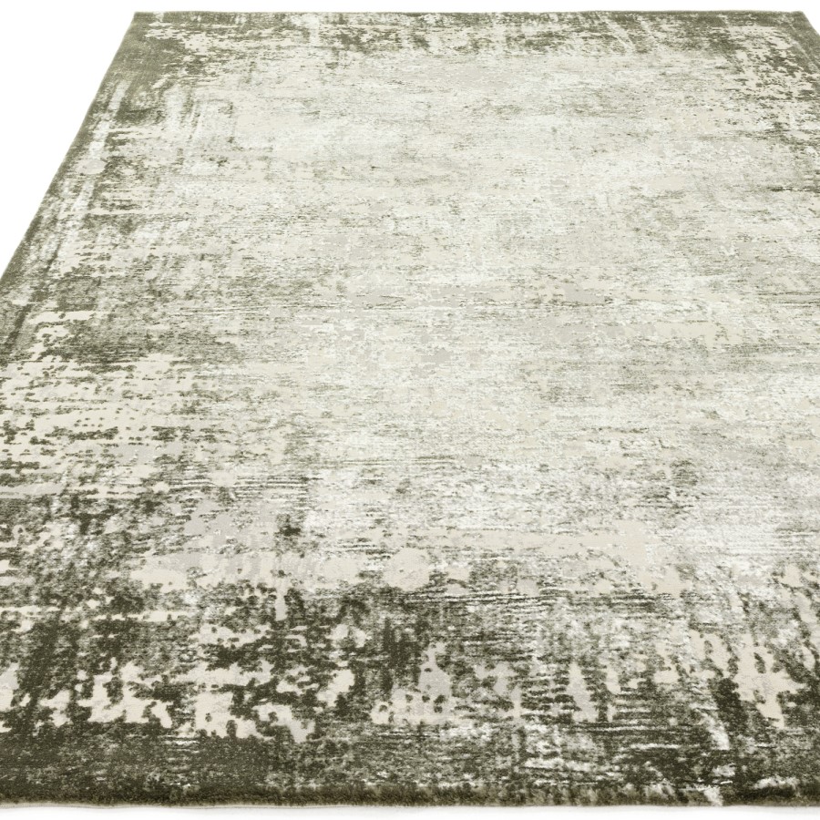 Large Distressed Green Rug - 340 x 240 cm - Border - Kuza