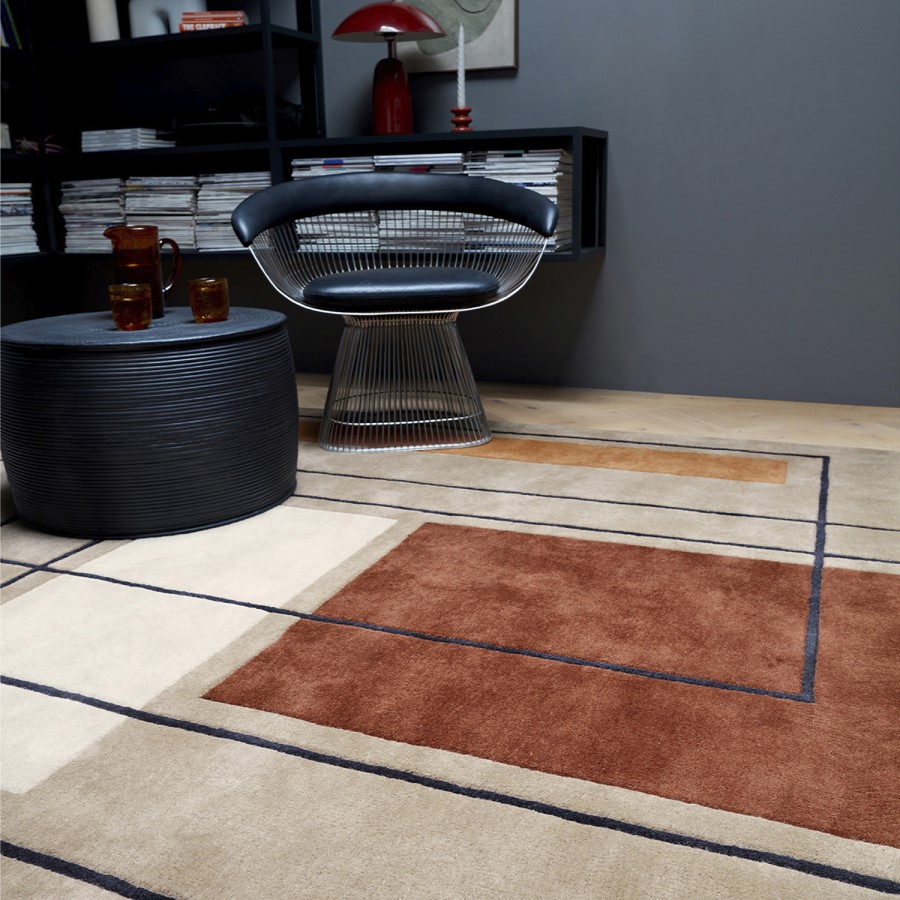 Terracotta Rug with Abstract Lines - 230 x 160 cm - Reef