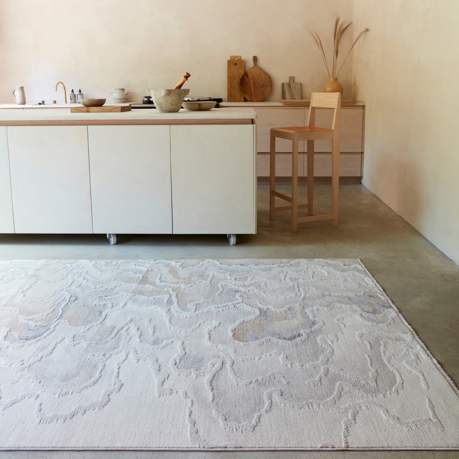 Large Abstract Cream Rug - 300 x 200 cm - Setas - Seville