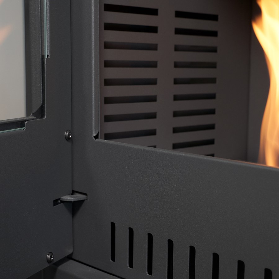 Prebuilt Media Wall with Bioethanol Log Burner-Style Fireplace - Acantha OKO S1