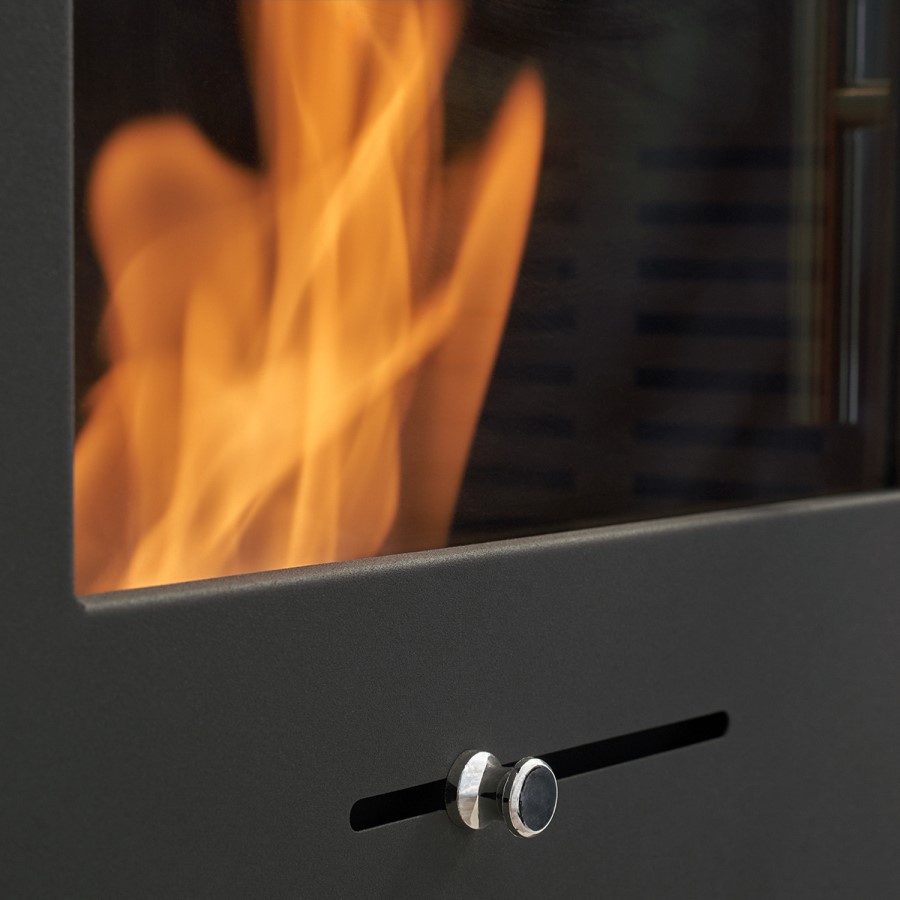 Prebuilt Media Wall with Bioethanol Log Burner-Style Fireplace - Acantha OKO S1