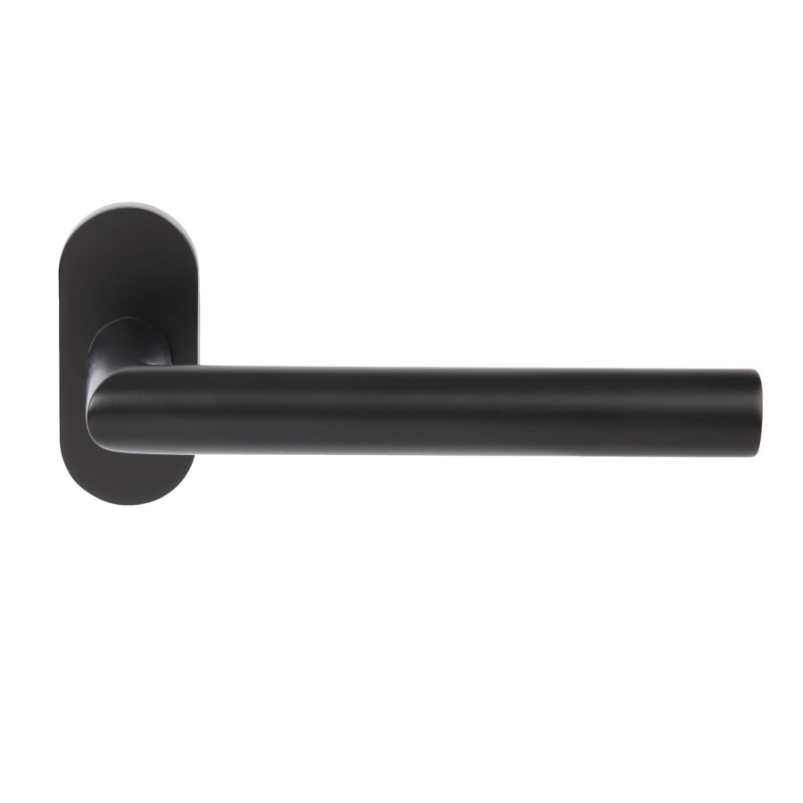 Internal Matt Black Lever Fire Door Handle with Latch and Hinges Pack - 52mm - Forge - XL Joinery