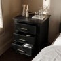 Black Ribbed 3 Drawer Bedside Table - Farah 