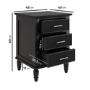 Black Ribbed 3 Drawer Bedside Table - Farah 