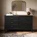 Black Ribbed 6 Drawer Chest of Drawers - Farah