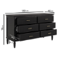 Black Ribbed 6 Drawer Chest of Drawers - Farah