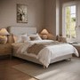 Beige Striped Upholstered Double Ottoman Bed with Curved Headboard - Farrow