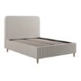 Beige Striped Upholstered Double Ottoman Bed with Curved Headboard - Farrow