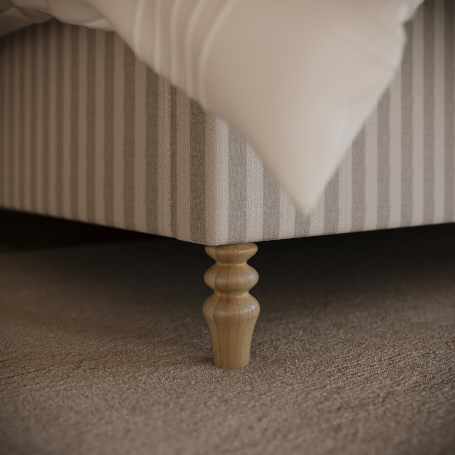 Beige Striped Upholstered King Size Ottoman Bed with Curved Headboard - Farrow